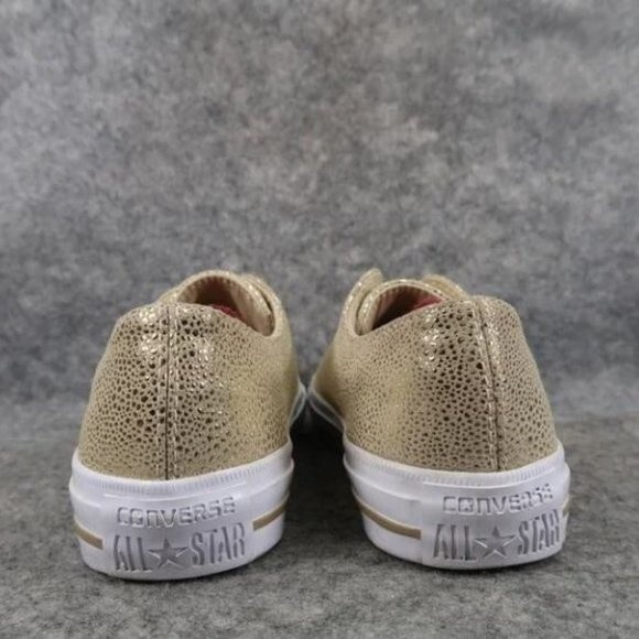 Converse All Star Sneakers Womens 5.5 Metallic‎ Textured Leather Cap Toe Lace Up - Picture 2 of 9